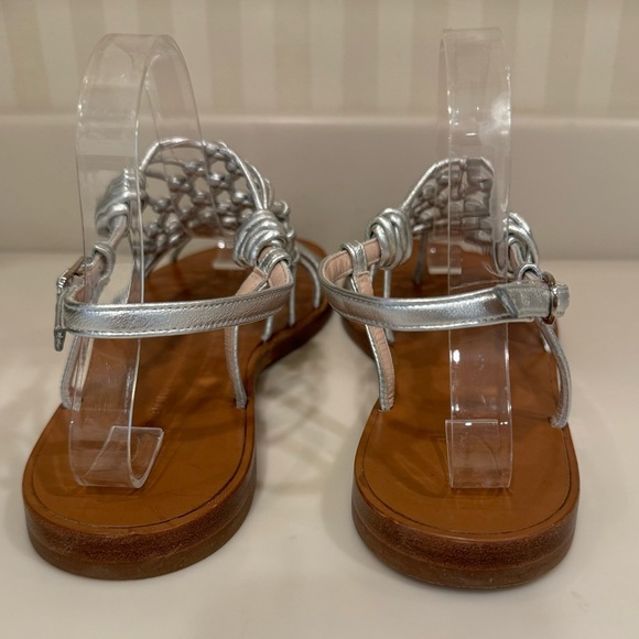 Stuart Weitzman Seaside Silver Metallic Leather Gladiator Sandals Size 8.5 - Picture 7 of 14